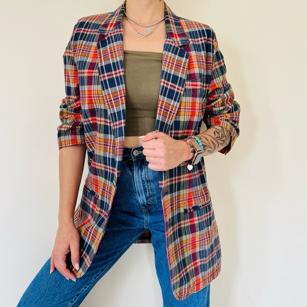 Vintage Multicolor Plaid Blazer